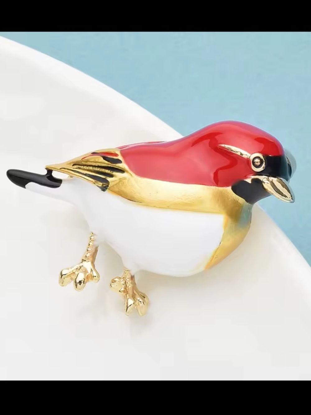Vintage Red Bird Gold Brooch - Picture 5 of 8